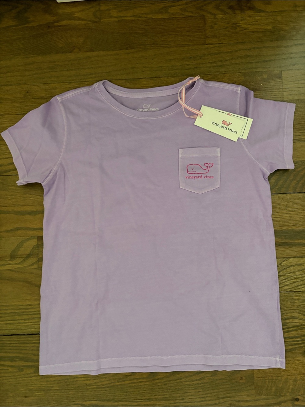 Vineyard Vines Girls' Lilac Tee with Pink Whale Pocket